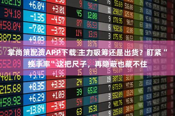 掌尚策配资APP下载 主力吸筹还是出货？盯紧“换手率”这把尺子，再隐蔽也藏不住