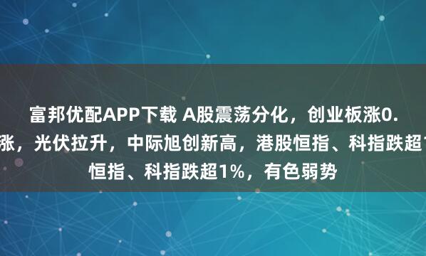 富邦优配APP下载 A股震荡分化，创业板涨0.61%，算力领涨，光伏拉升，中际旭创新高，港股恒指、科指跌超1%，有色弱势