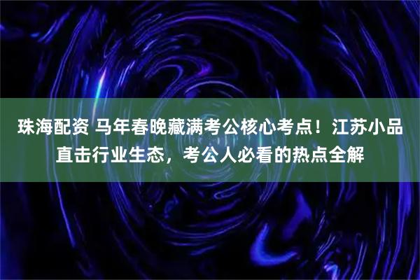 珠海配资 马年春晚藏满考公核心考点！江苏小品直击行业生态，考公人必看的热点全解